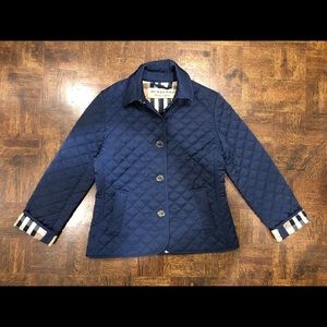 Womens Burberry XL navy lightweight nova check lined quilted jacket